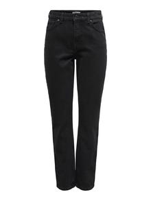 ONLY Jeans Mom Fit Taille haute Ourlé destroy -Washed Black - 15242370