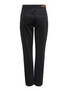 ONLY Mom fit High waist Versleten zoom Jeans -Washed Black - 15242370