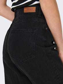 ONLY Mom Fit High waist Destroyed hems Jeans -Washed Black - 15242370