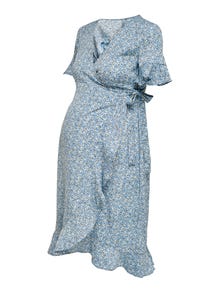 ONLY Regular Fit V-Neck Short dress -Dusk Blue - 15242371