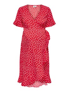 ONLY Regular Fit V-Neck Short dress -Mars Red - 15242371