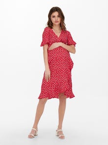 ONLY Regular fit V-Hals Korte jurk -Mars Red - 15242371