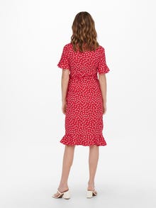 ONLY Regular fit V-Hals Korte jurk -Mars Red - 15242371