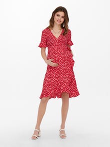 ONLY Mama wrap Dress -Mars Red - 15242371
