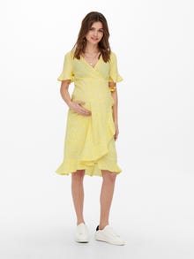 ONLY Normal geschnitten V-Ausschnitt Kurzes Kleid -Cream Gold - 15242371