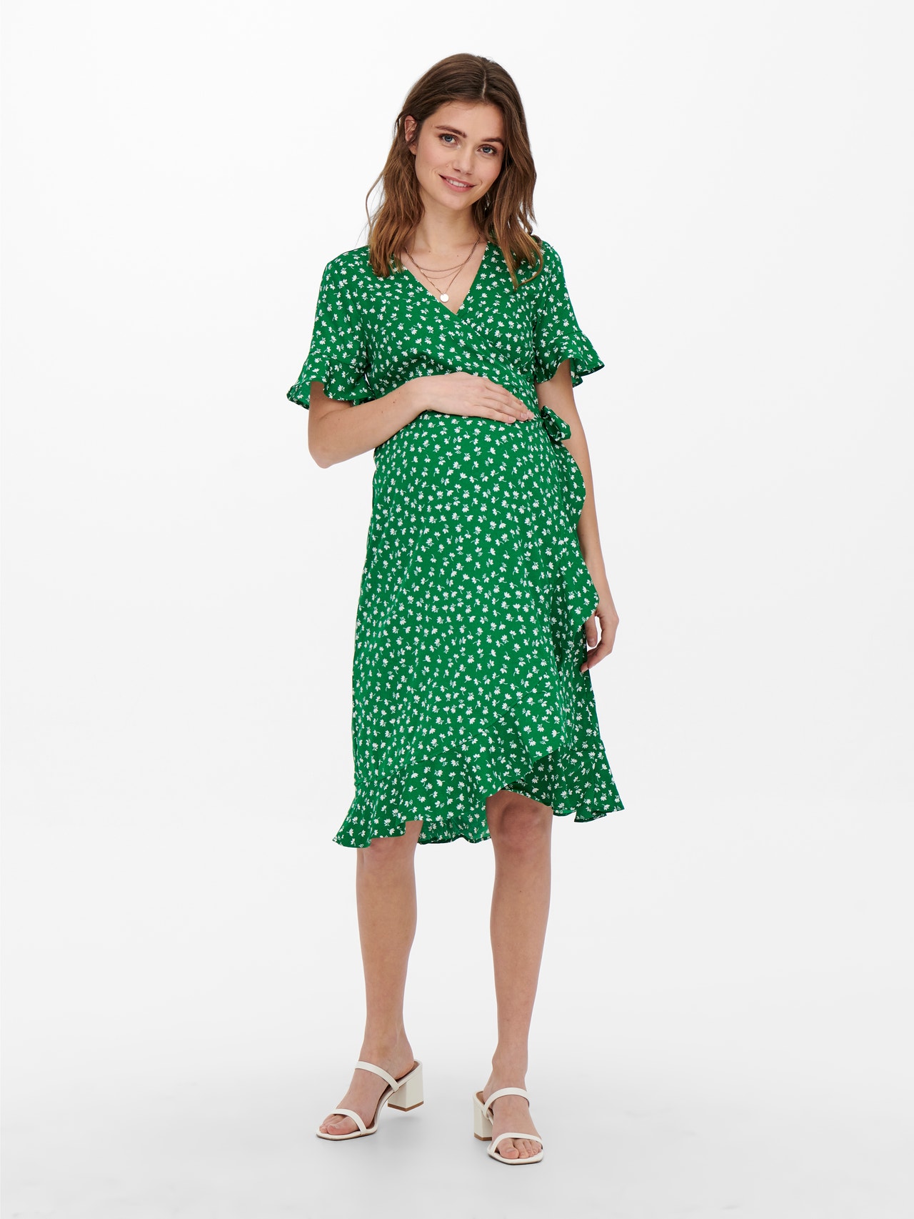 ONLY Regular fit V-Hals Korte jurk -Verdant Green - 15242371