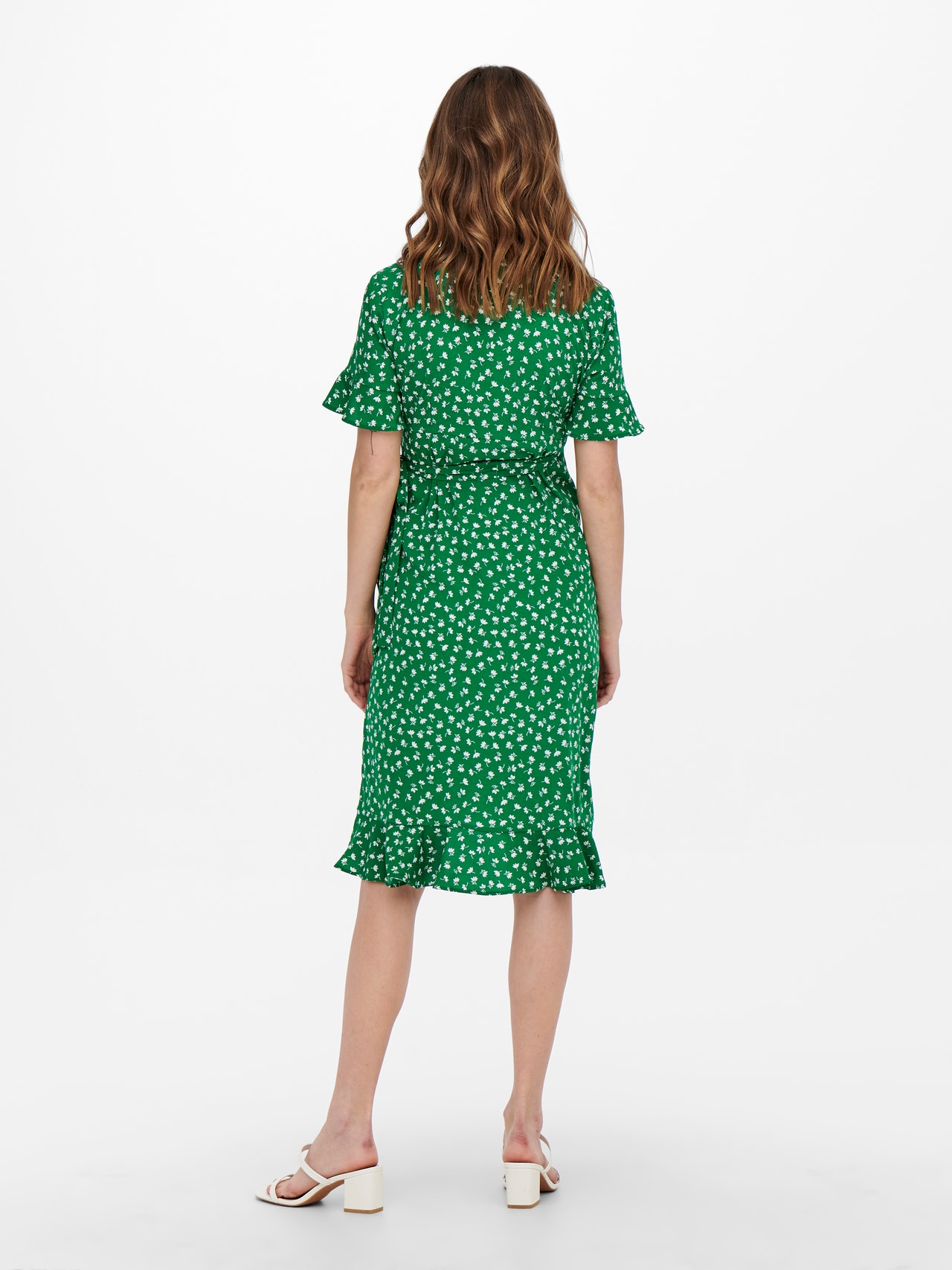 ONLY Normal geschnitten V-Ausschnitt Kurzes Kleid -Verdant Green - 15242371