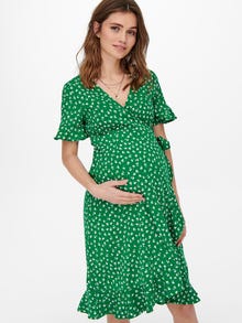 ONLY Regular Fit V-Neck Short dress -Verdant Green - 15242371