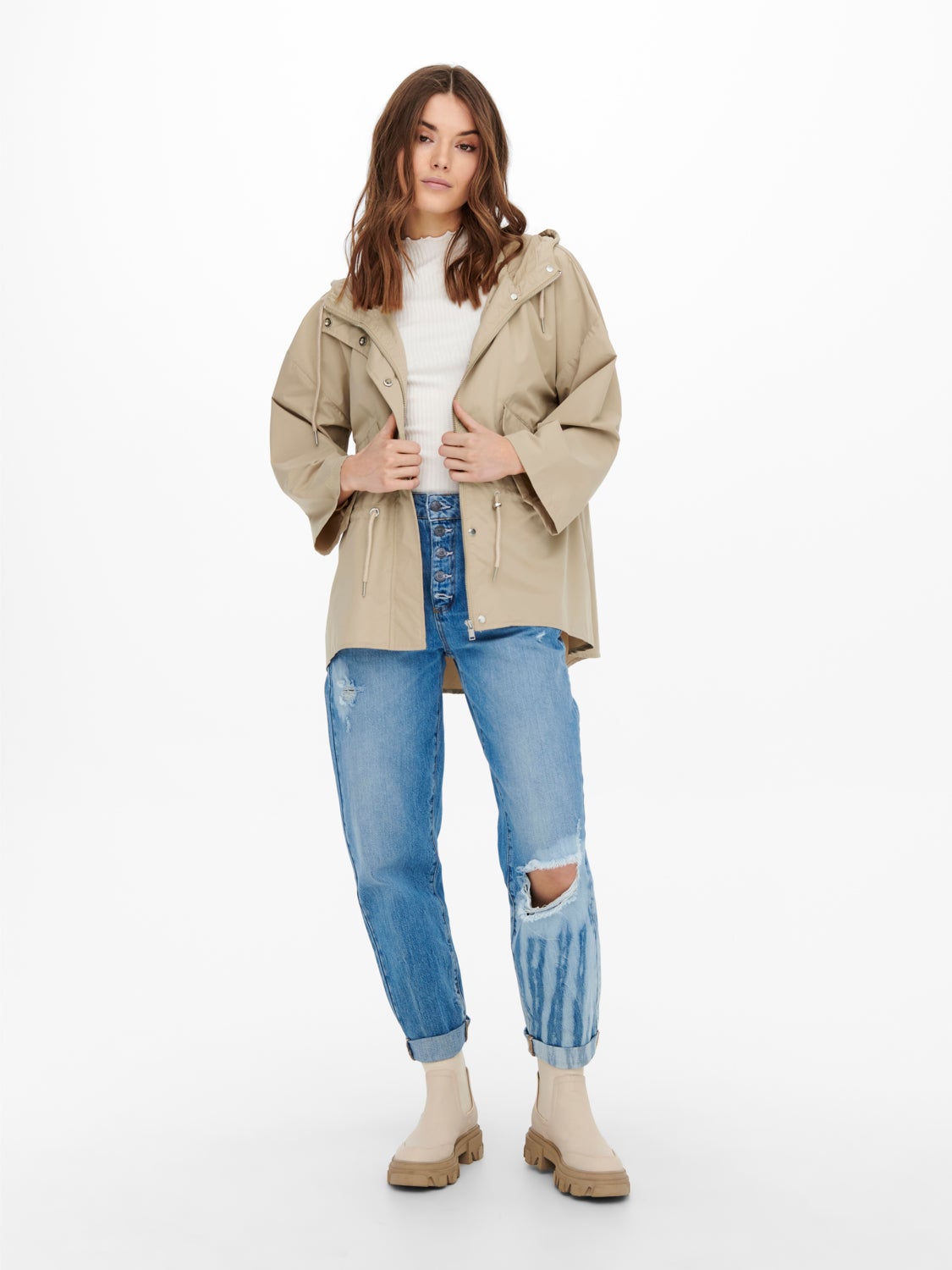 Only Nylon Parka Jacket - Women - Beige - Size XL
