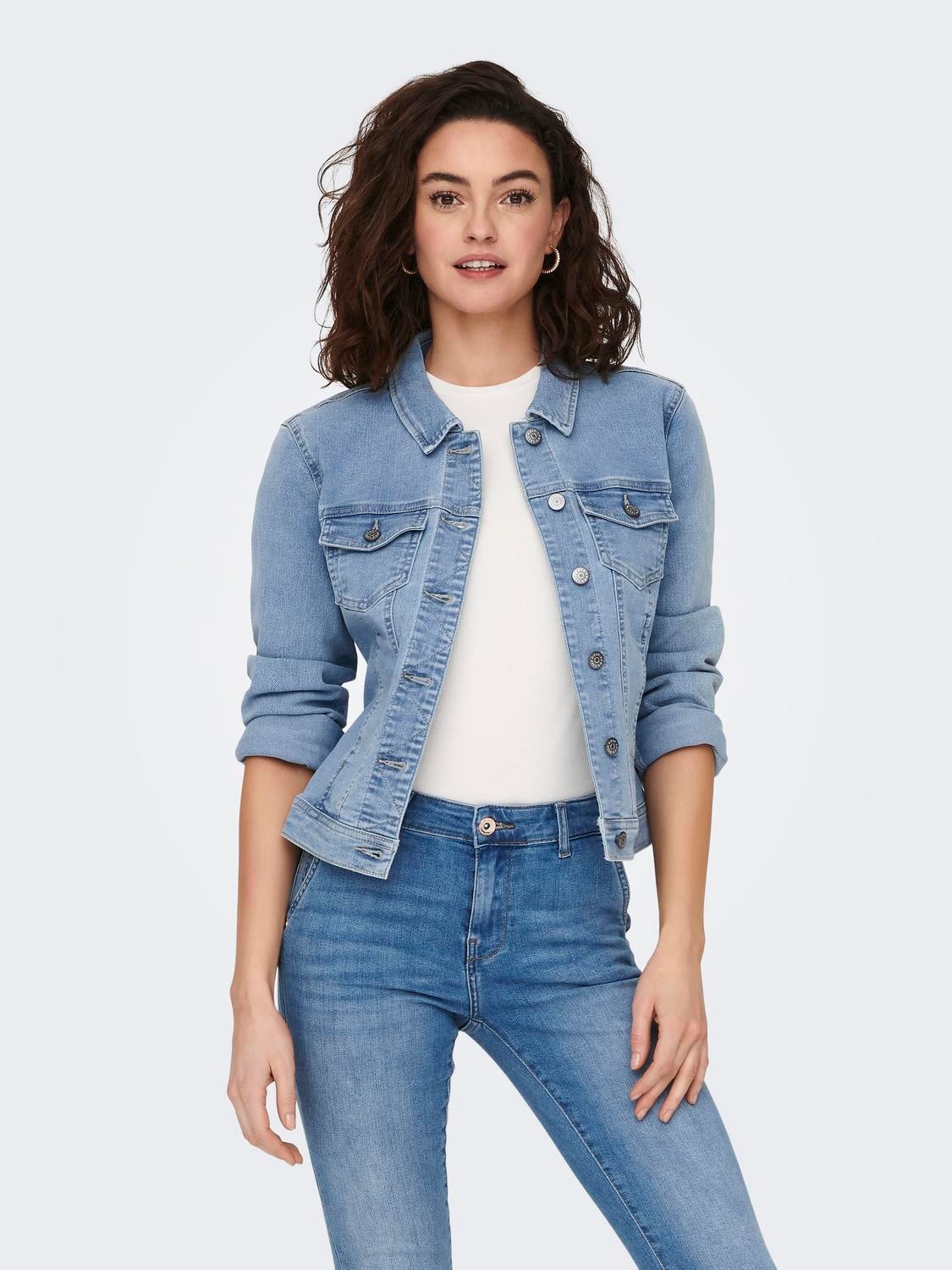 Short waist sale denim jacket