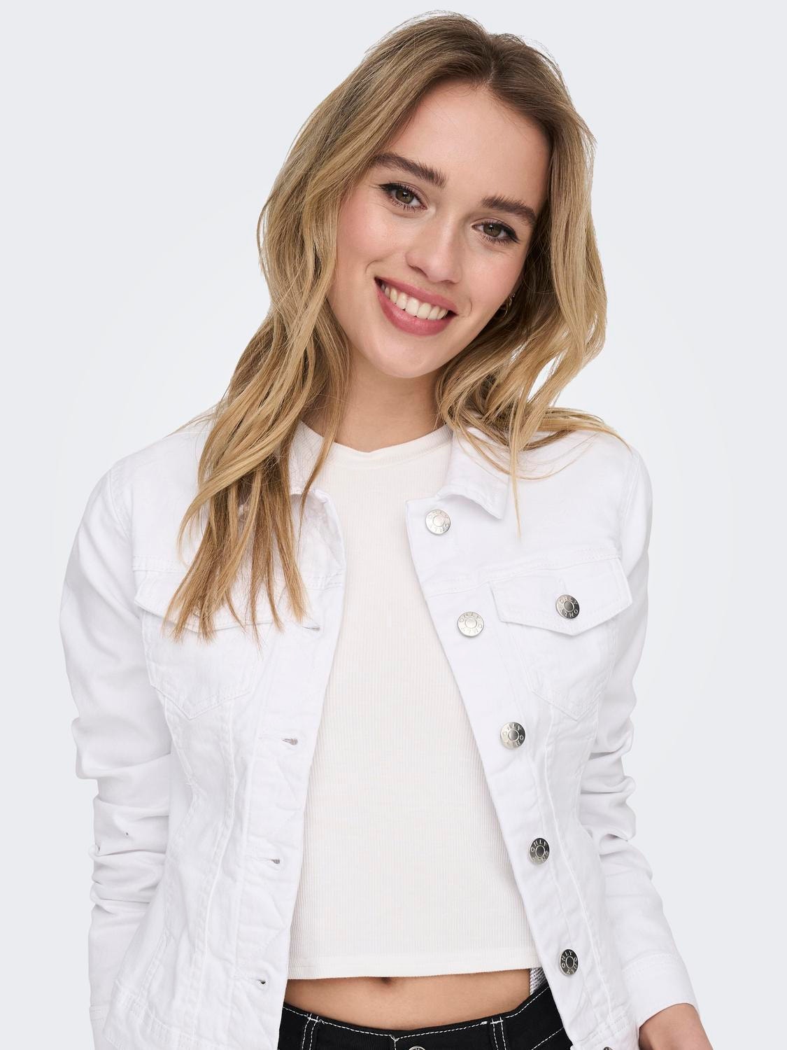 ONLY Kort denimjakke -White - 15243147