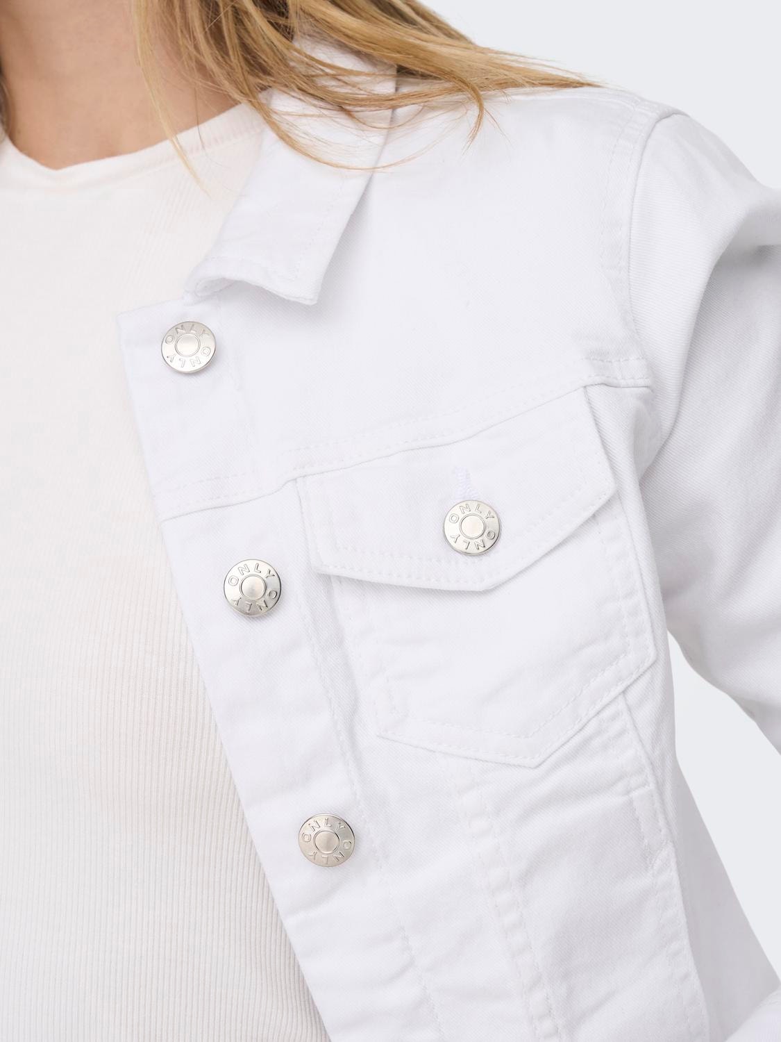 ONLY Spread collar Buttoned cuffs Jacket -White - 15243147