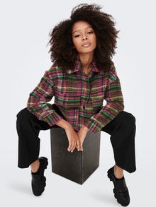 ONLY Cropped check Jacket -Green Bee - 15243176