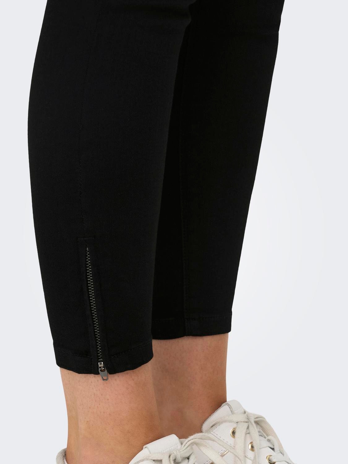 ONLY Skinny Fit Mittlere Taille Reißverschluss am Beinabschluss Jeans -Black - 15243185
