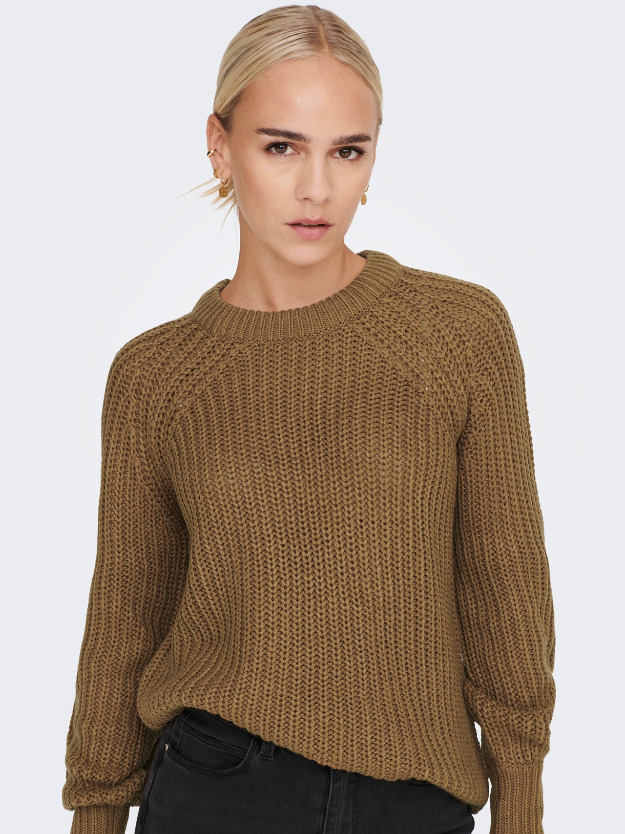 ONLY Ballongdetalj Strikket pullover -Toasted Coconut - 15243903