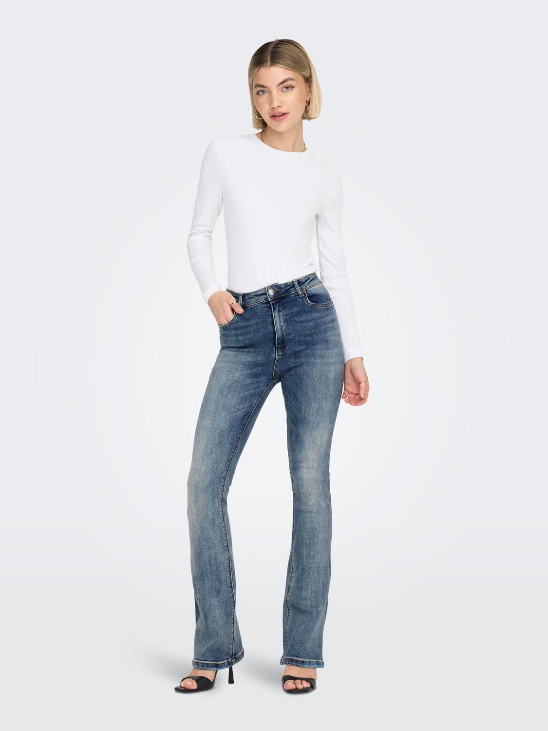 ONLY ONLMila High Waist Flared Jeans -Medium Blue Denim - 15244147