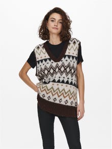 ONLY V-Ausschnitt Pullover -Chicory Coffee - 15244150