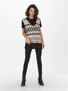 ONLY V-Ausschnitt Pullover -Chicory Coffee - 15244150