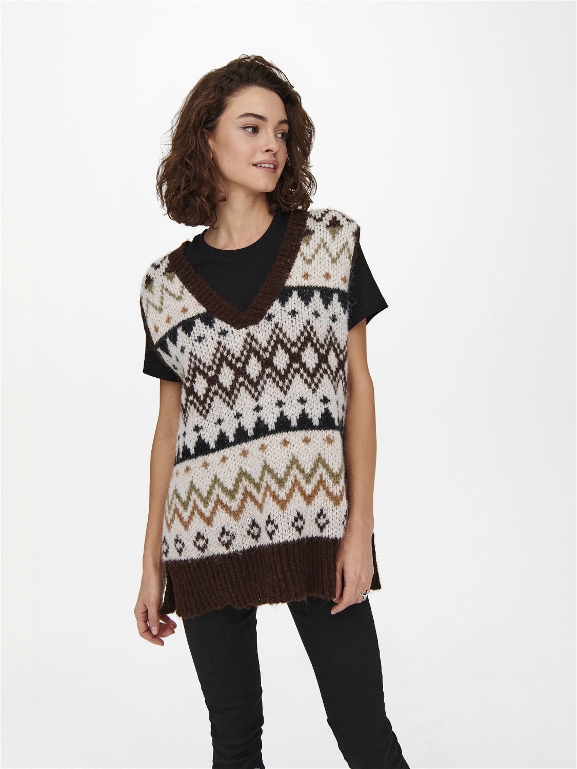 ONLY V-Hals Pullover -Chicory Coffee - 15244150