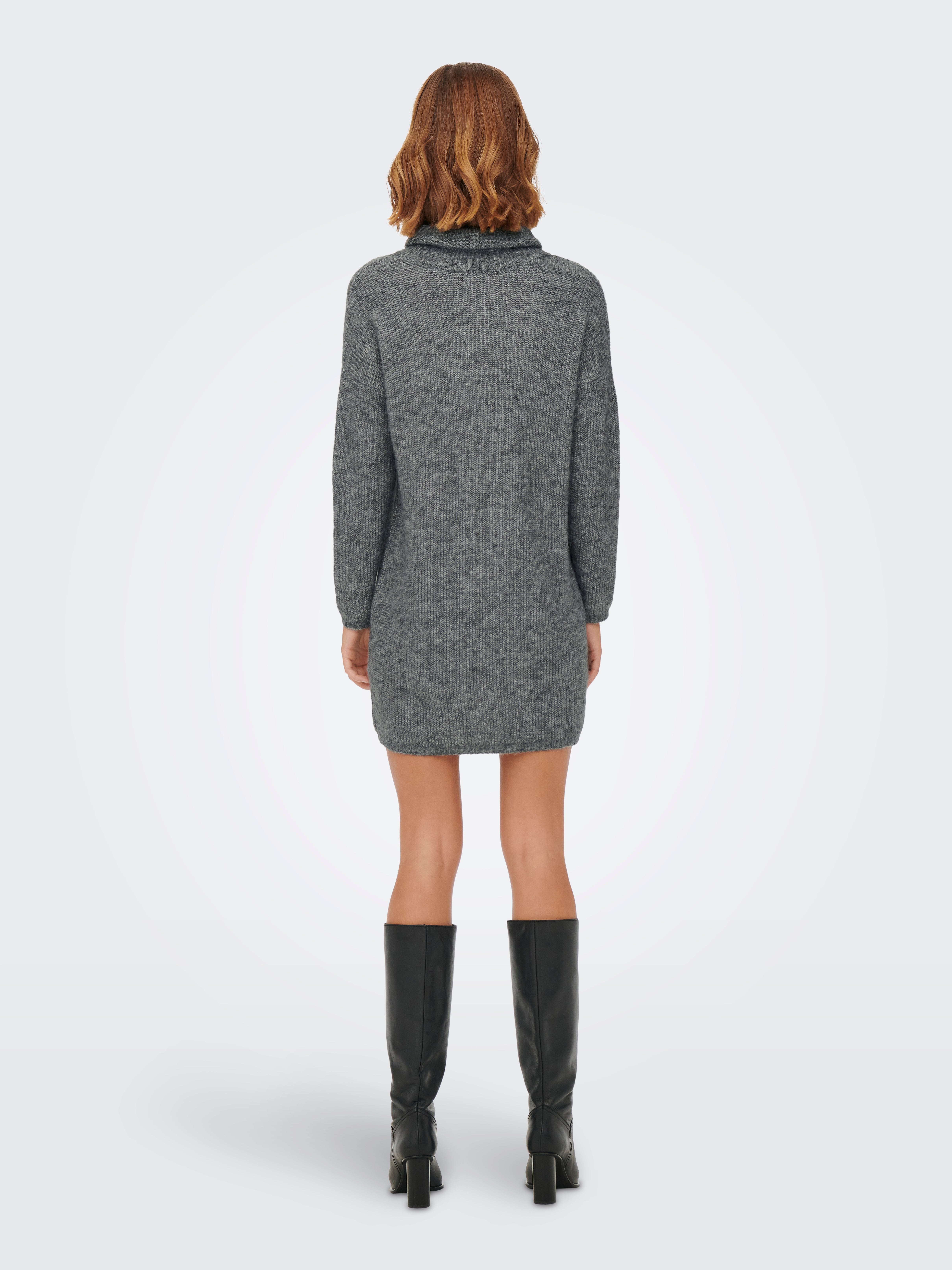 Regular Fit Roll neck Short dress | Dark Grey | ONLY®