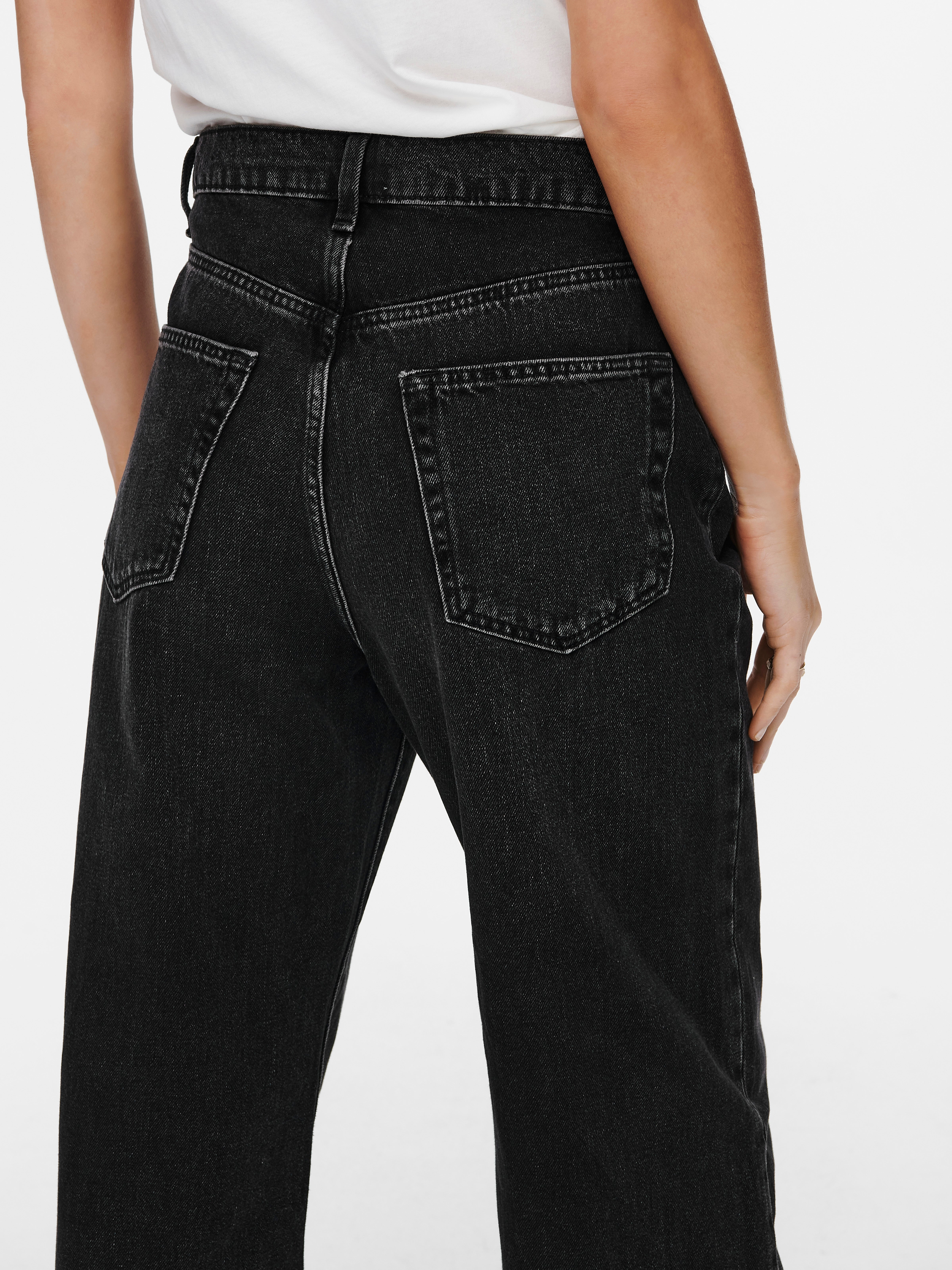 ONLHOPE High waist Wide Leg Fit Jeans | Black | ONLY®