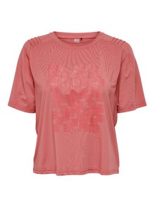 ONLY T-shirts Oversize Fit Col rond -Spiced Coral - 15244332