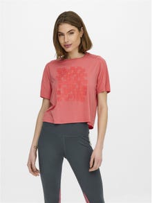 ONLY Kurzes Trainingsshirt -Spiced Coral - 15244332