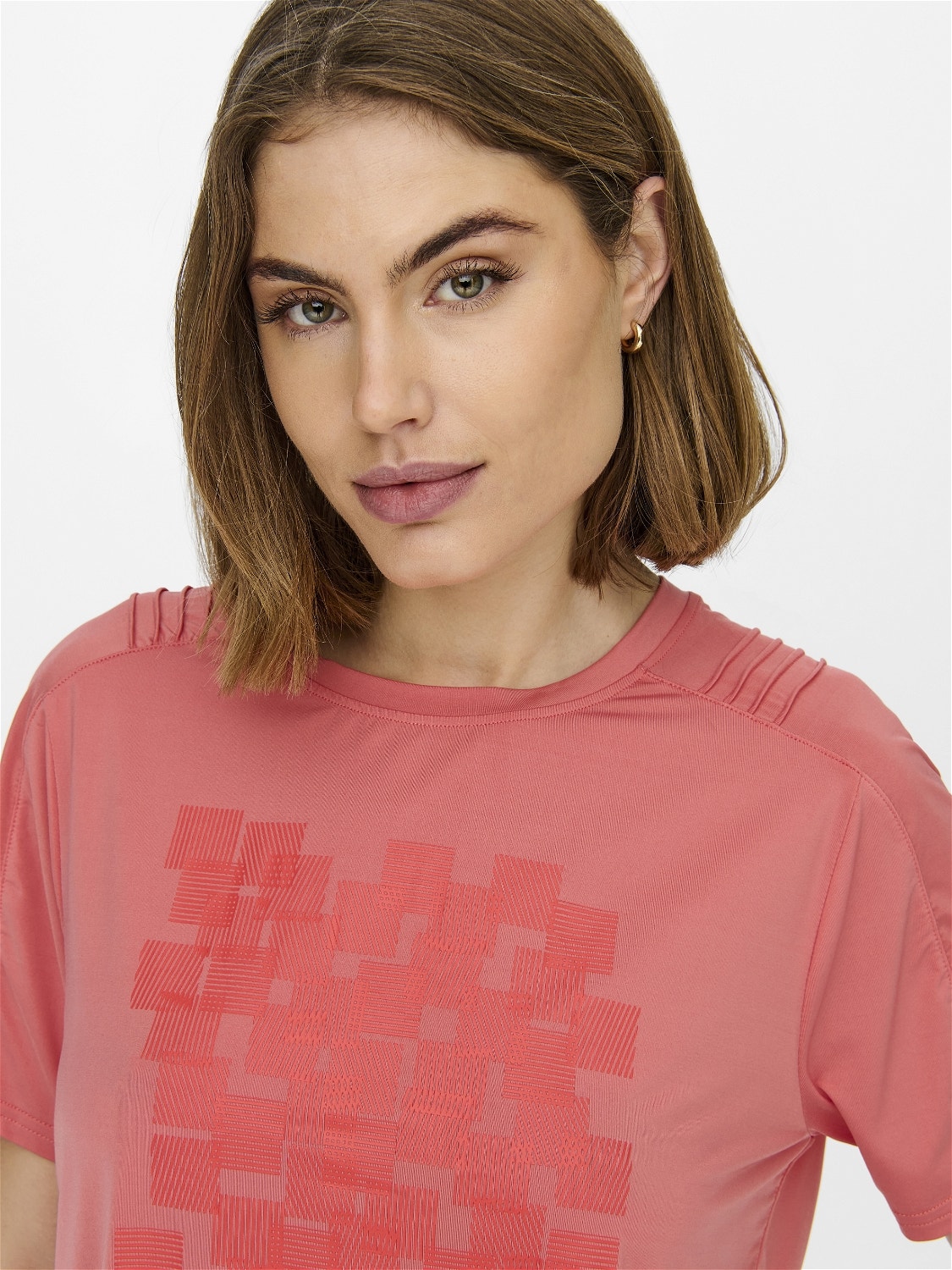 ONLY T-shirts Oversize Fit Col rond -Spiced Coral - 15244332