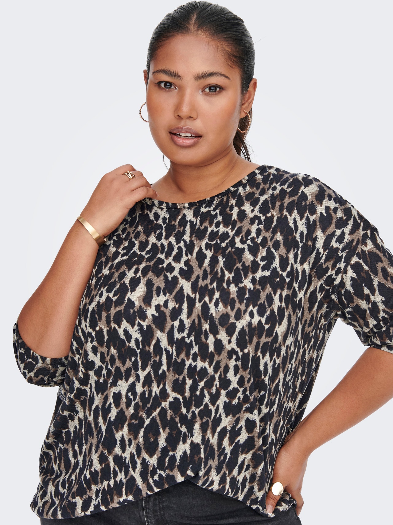 ONLY Curvy printed Top -Taupe Gray - 15244420