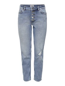 ONLY Jeans Skinny Fit Taille moyenne Ourlé destroy -Light Blue Denim - 15244590