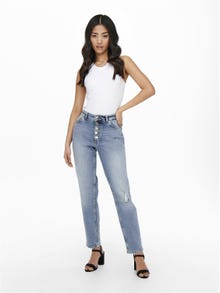 ONLY Skinny Fit Mittlere Taille Offener Saum Jeans -Light Blue Denim - 15244590