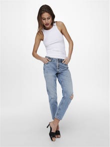 ONLY Skinny Fit Mittlere Taille Offener Saum Jeans -Light Blue Denim - 15244590