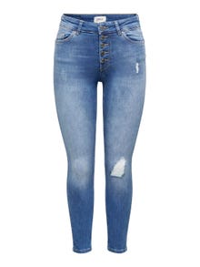 ONLY Skinny Fit Mid waist Ripped hems Jeans -Medium Blue Denim - 15244609