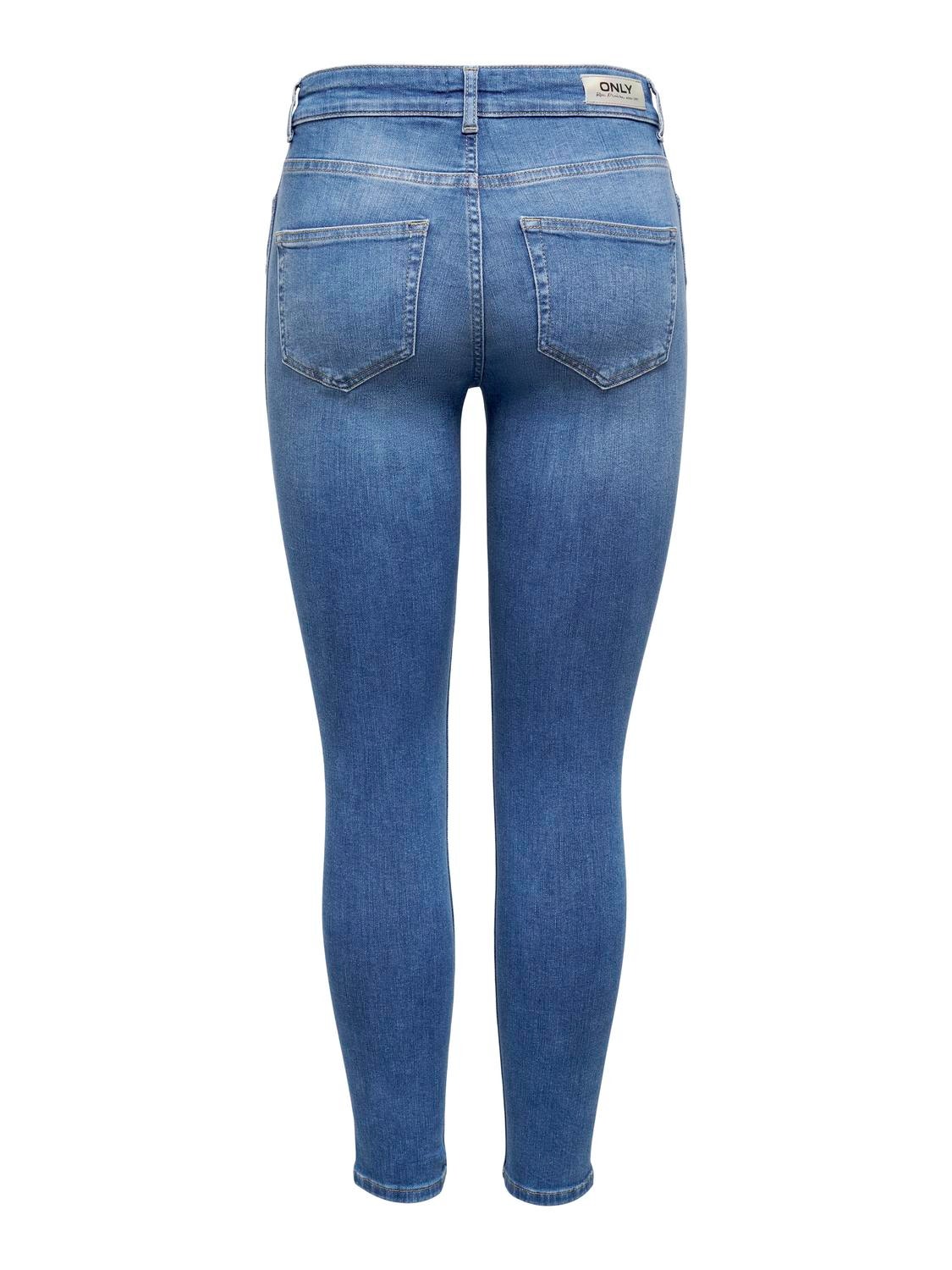 ONLY Jeans Skinny Fit Taille moyenne Ourlets déchirés -Medium Blue Denim - 15244609