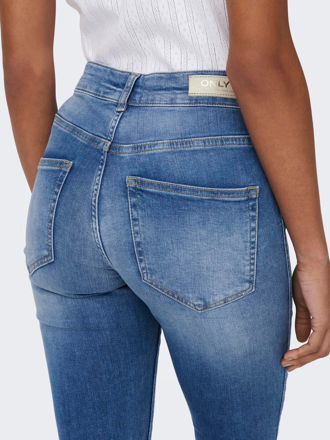 ONLY Skinny fit Mid waist Gescheurde zomen Jeans -Medium Blue Denim - 15244609