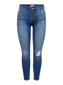 ONLY Skinny Fit Mid waist Destroyed hems Jeans -Medium Blue Denim - 15244617