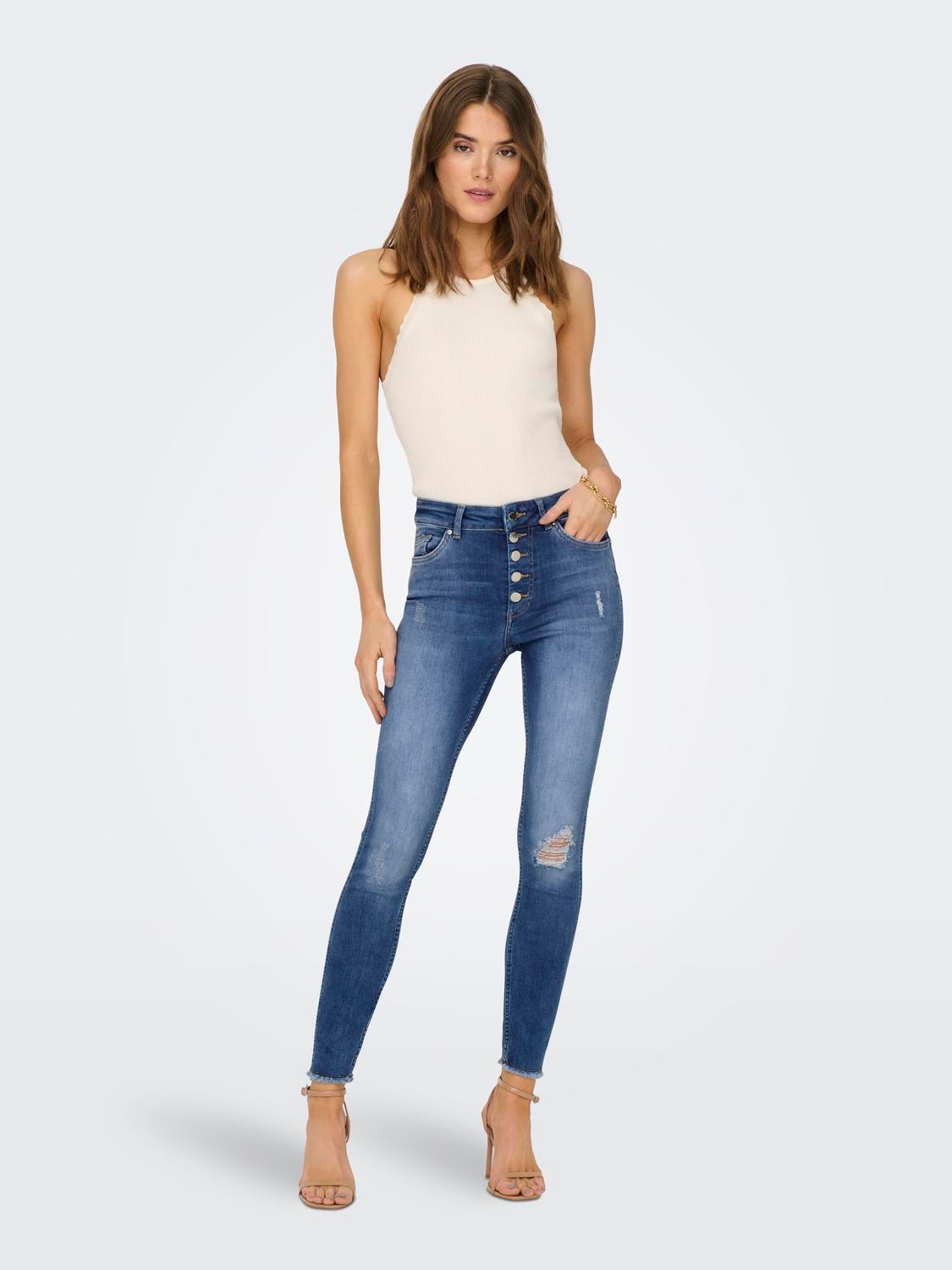 ONLY ONLBOBBY LIFE MID WAIST SKINNY ANKLE Jeans -Medium Blue Denim - 15244617