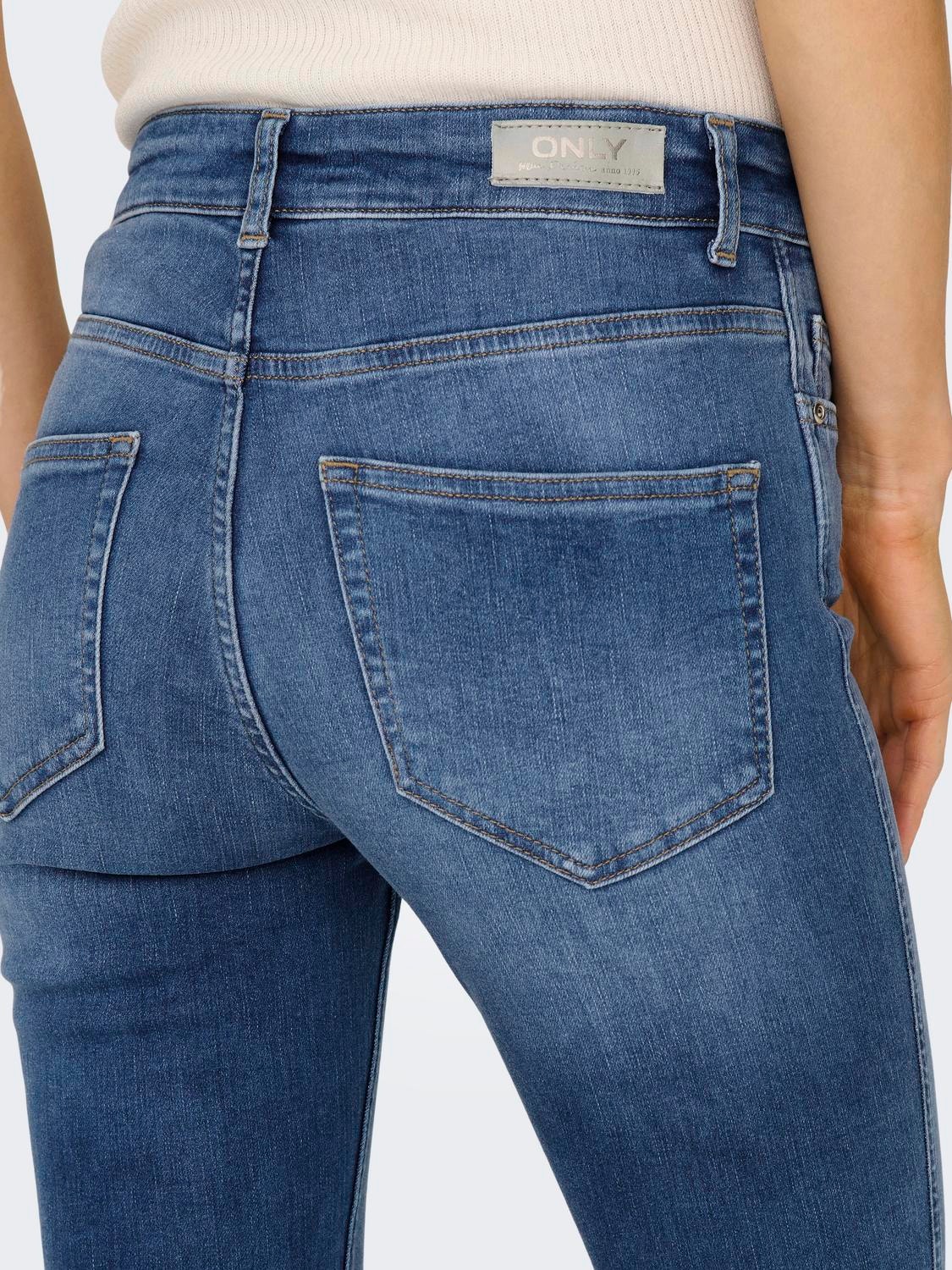 ONLY Jeans Skinny Fit Taille moyenne Ourlé destroy -Medium Blue Denim - 15244617