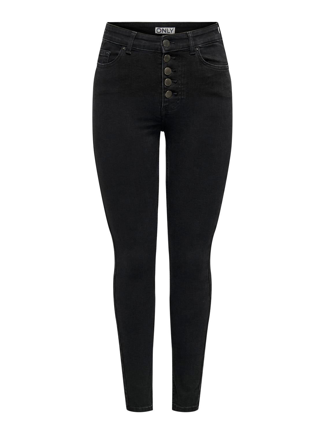 ONLY Tall ONLANNE K MID WAIST COATED - Jeans Skinny Fit - black