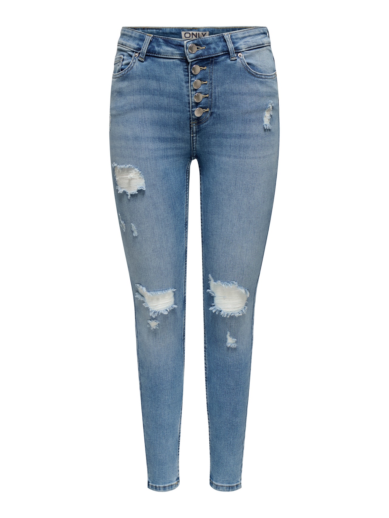 ONLY ONLBOBBY Middels høy midje Skinny Fit Jeans -Light Blue Denim - 15244626