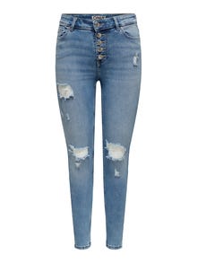 ONLY ONLBOBBY Middels høy midje Skinny Fit Jeans -Light Blue Denim - 15244626