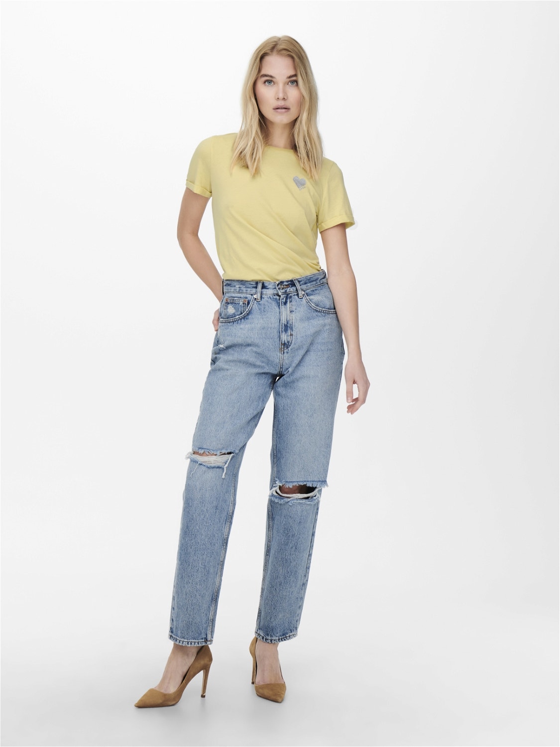 ONLY Hartjesprint Top -Straw - 15244714