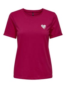 ONLY T-shirts Regular Fit Col rond -Cerise - 15244714