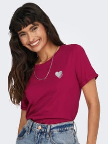 ONLY Heart printed Top -Cerise - 15244714