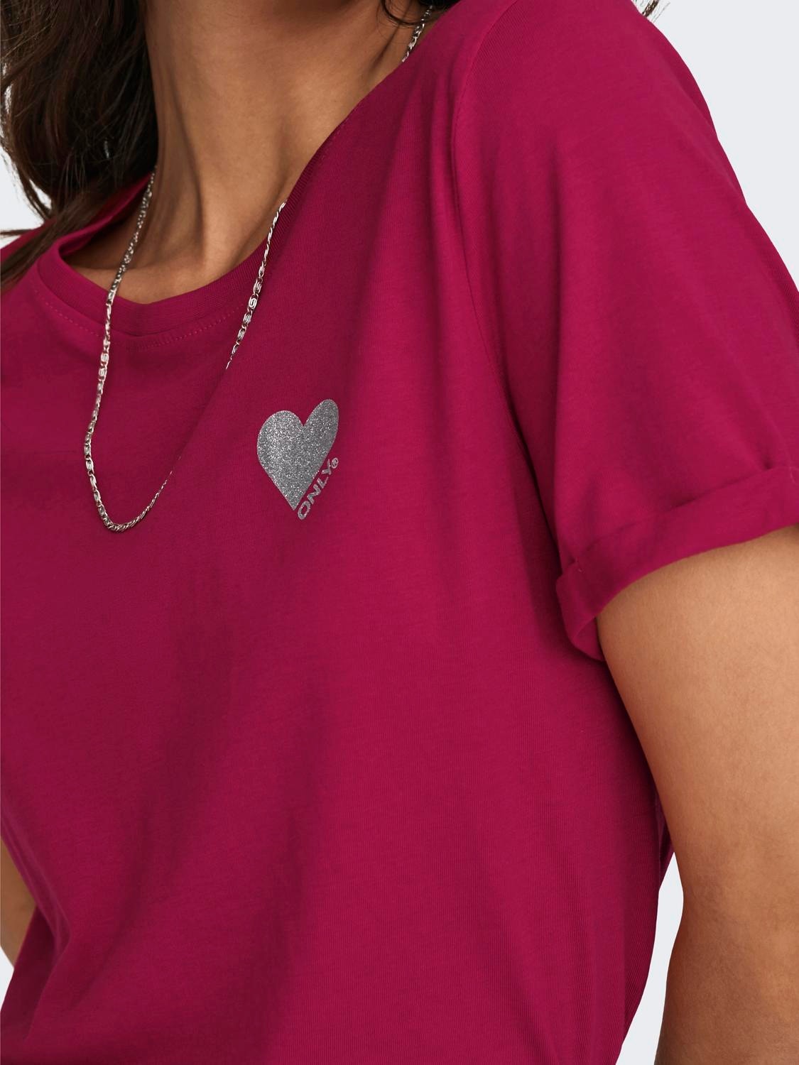 ONLY Regular Fit Round Neck T-Shirt -Cerise - 15244714