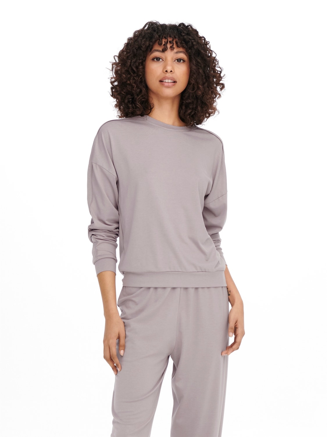 ONLY Loose Fit O-Neck Dropped shoulders Top -Gull Gray - 15244742