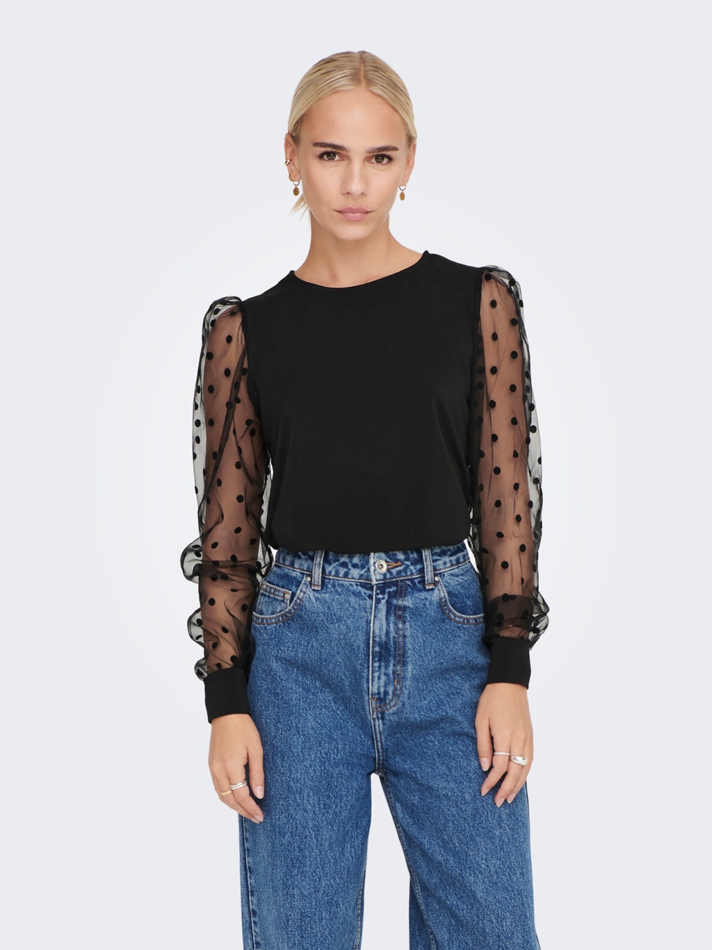 Mesh puff sleeve top with 30% |