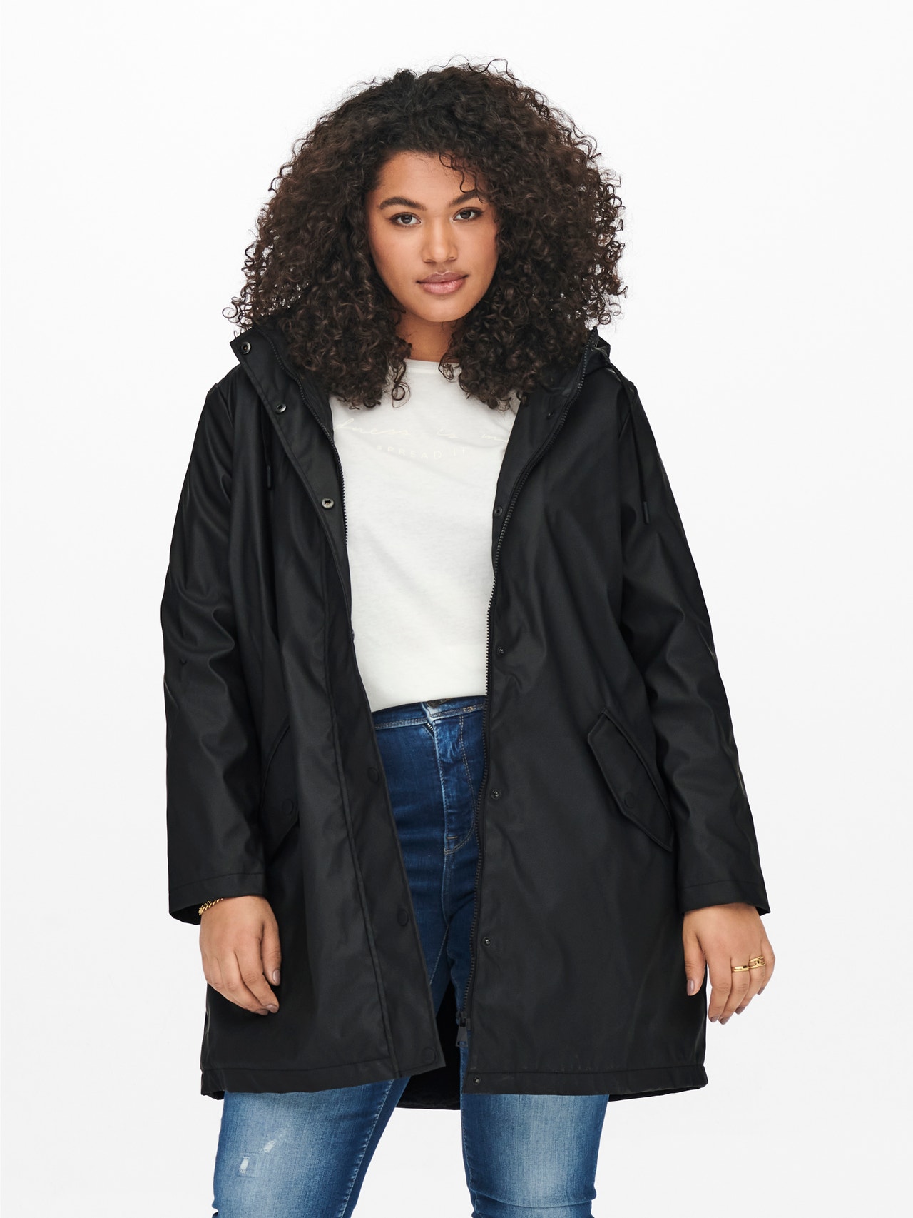 ONLY Curvy padded Rain jacket -Black - 15244948