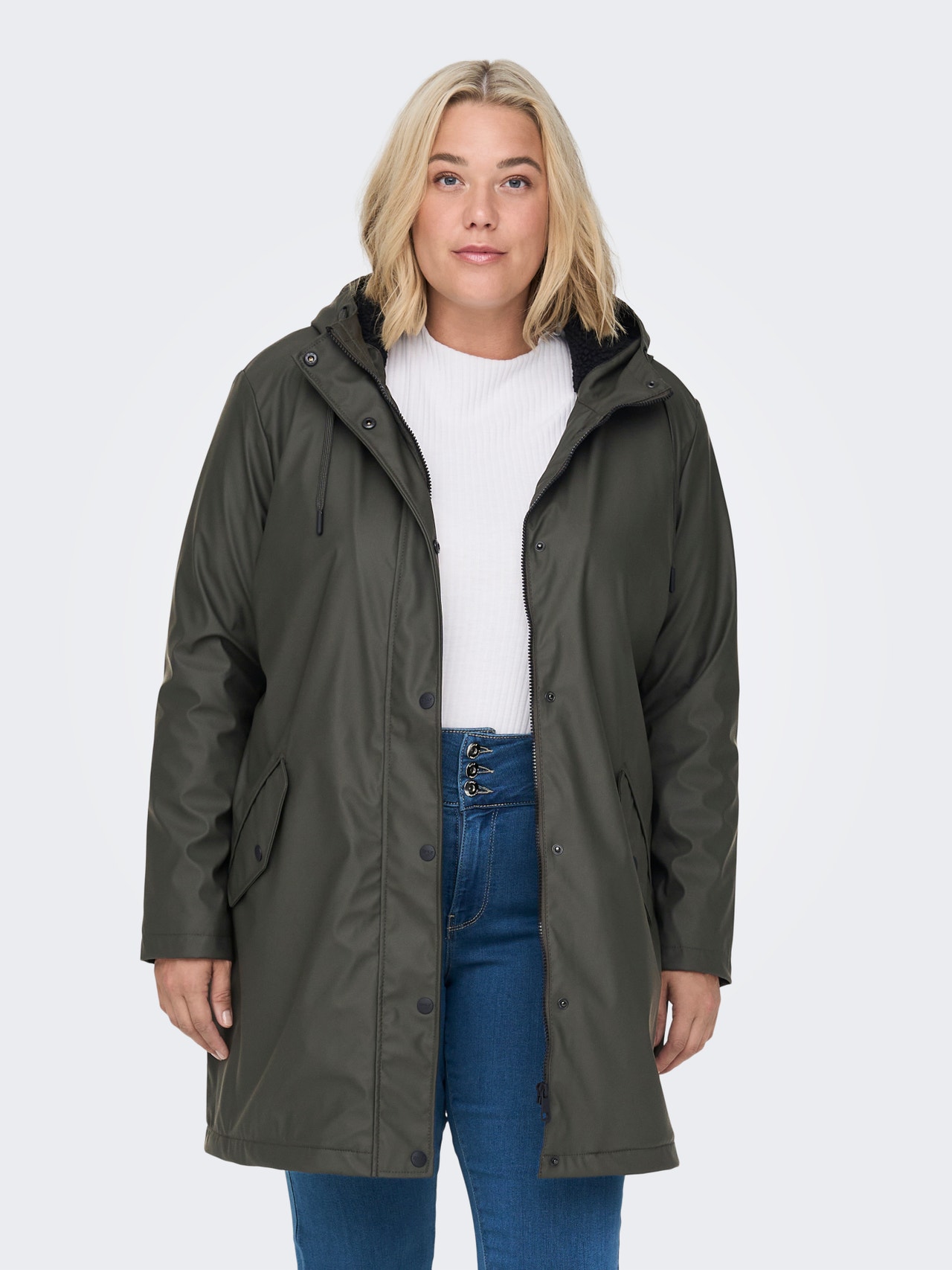 ONLY Hood with teddy lining Coat -Peat - 15244948