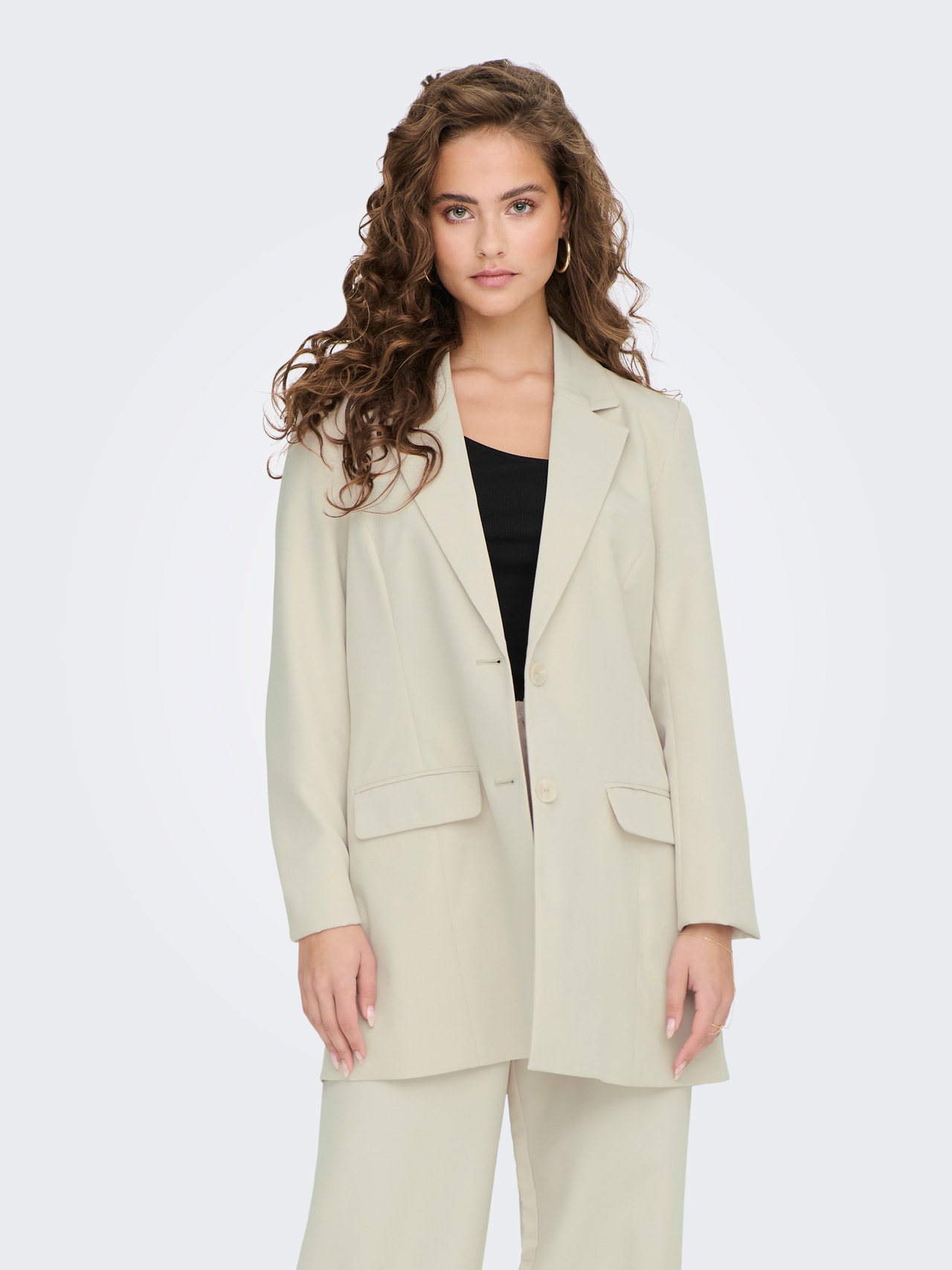 ONLY Blazers Long Line Fit Col à revers -Pumice Stone - 15245203